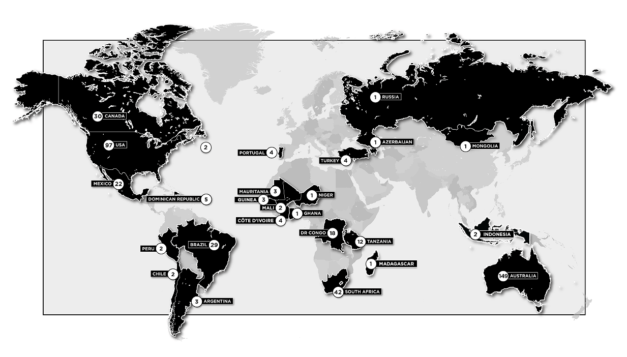 MINETEK Global Projects Map