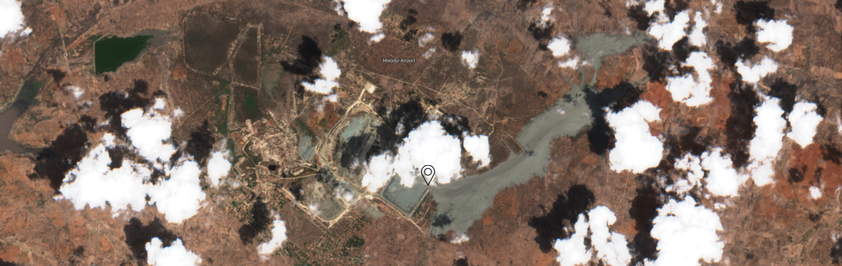 image of the site of the tailings dam breach at the Williamson Mine in Tanzania